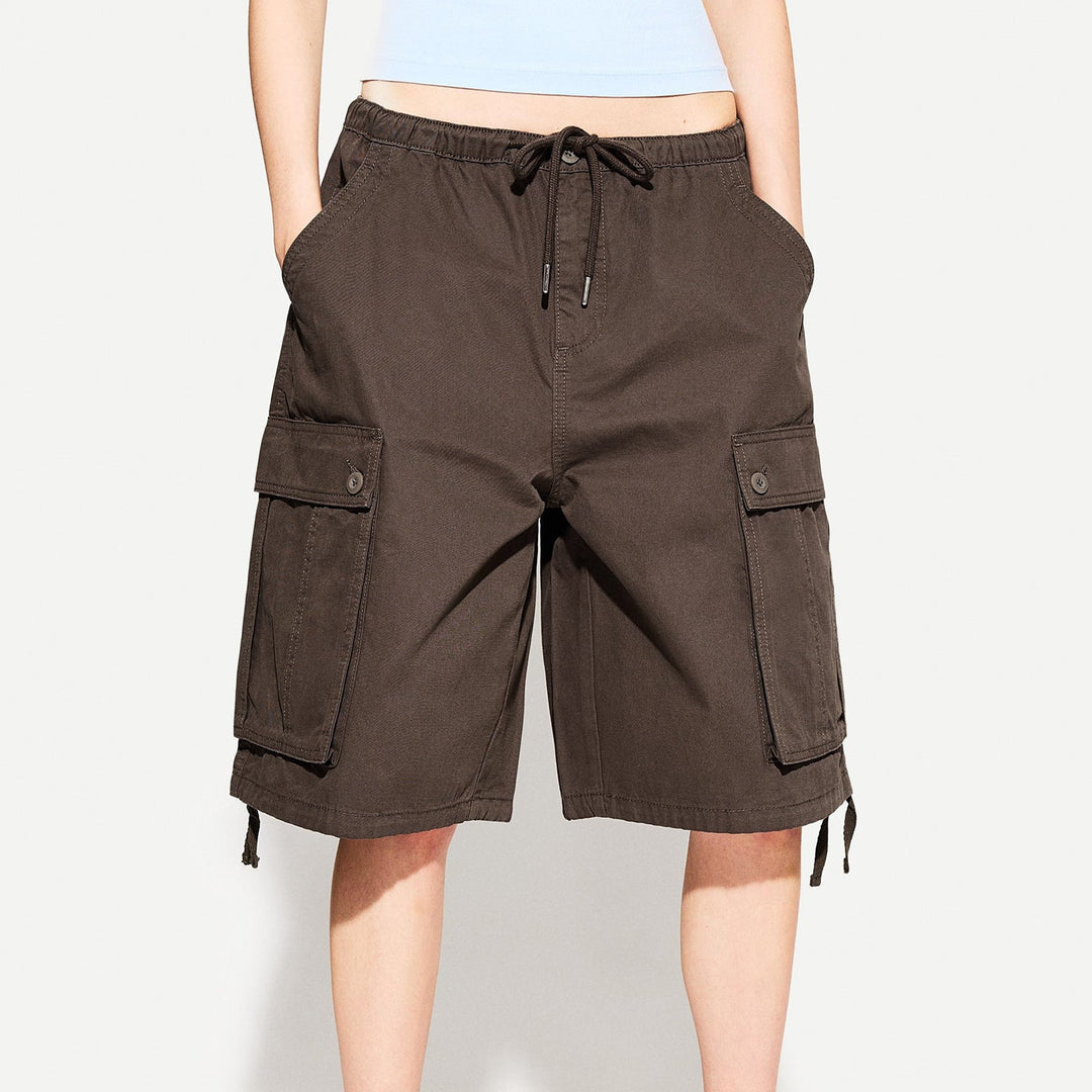 Women's Cargo Shorts Elastic Waist | Knee-Length