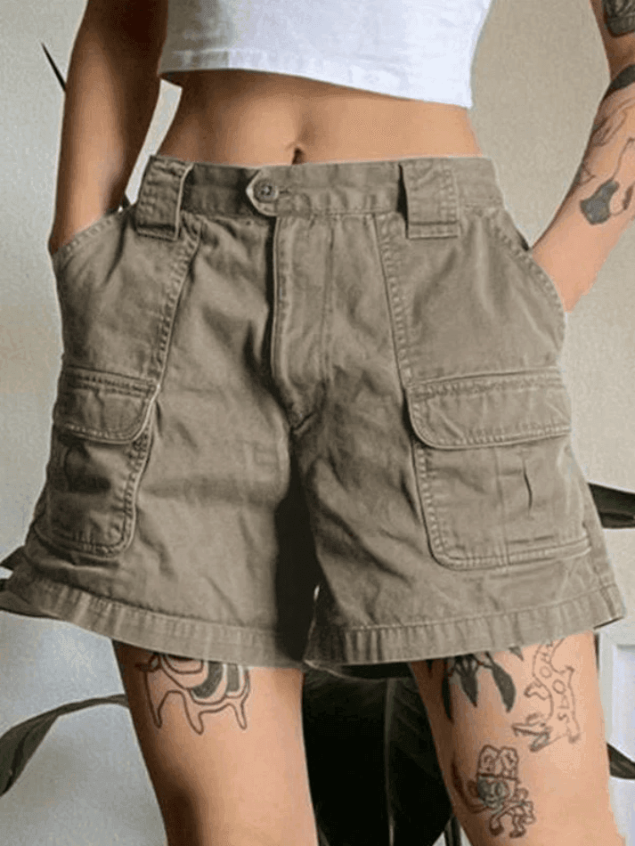 Women's Cargo Shorts with Belt Loops | High Waist