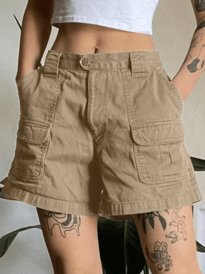 Women's Cargo Shorts with Belt Loops | High Waist