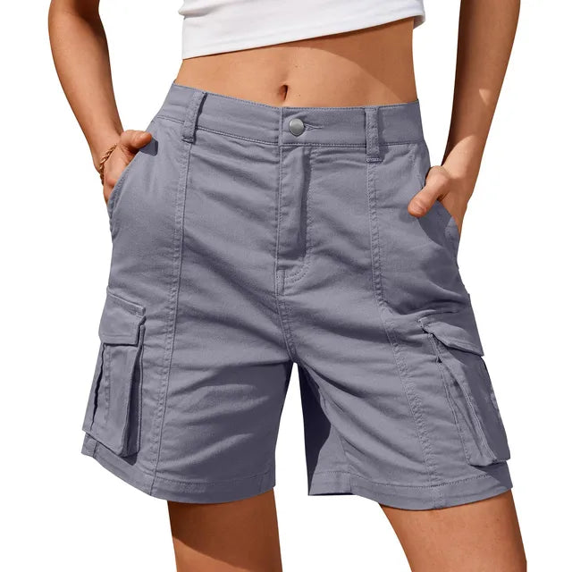 Women's Cargo Shorts with Side Flap Pockets | High Waist