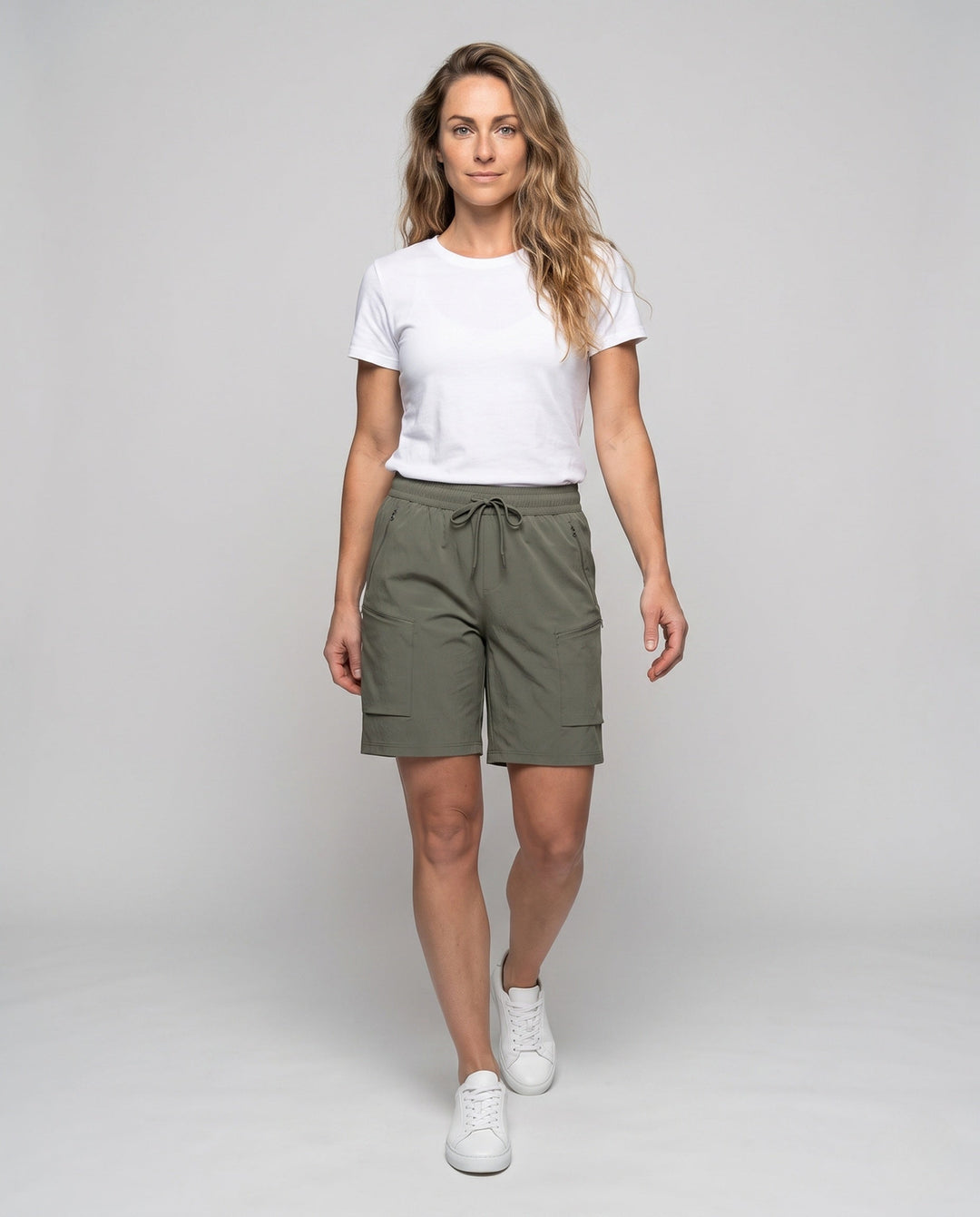 Women's Cargo Shorts with Zip Pockets | Drawstring