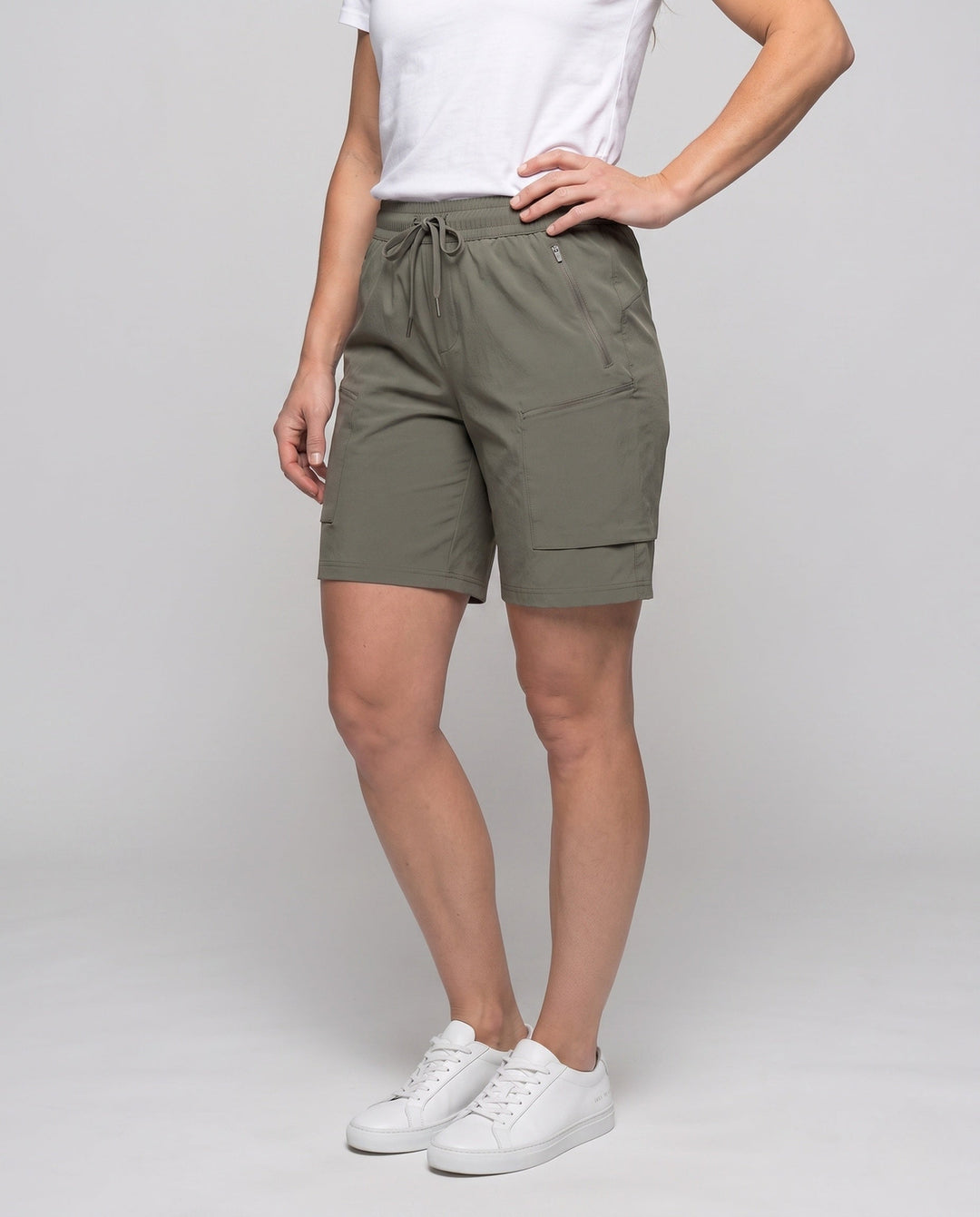 Women's Cargo Shorts with Zip Pockets | Drawstring