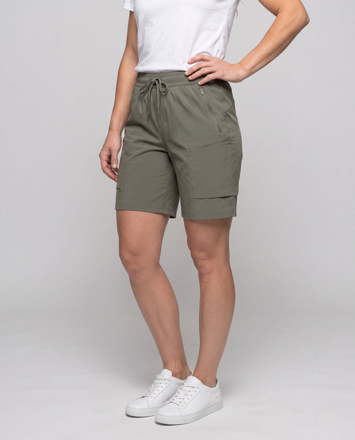 Women's Cargo Shorts with Zip Pockets | Drawstring