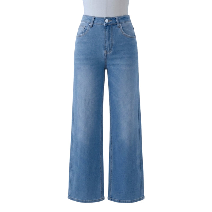 Women's Casual Baggy Jeans with Faded Wash | Wide Leg