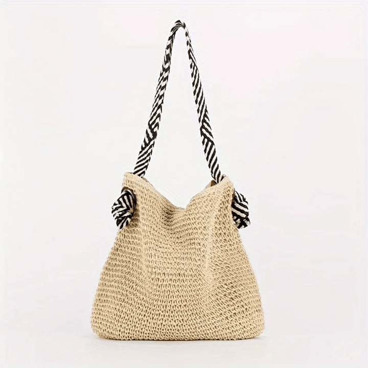 Women's Casual Straw Tote Bag Striped Strap | Beach