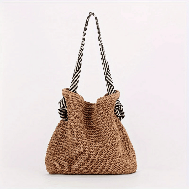 Women's Casual Straw Tote Bag Striped Strap | Beach