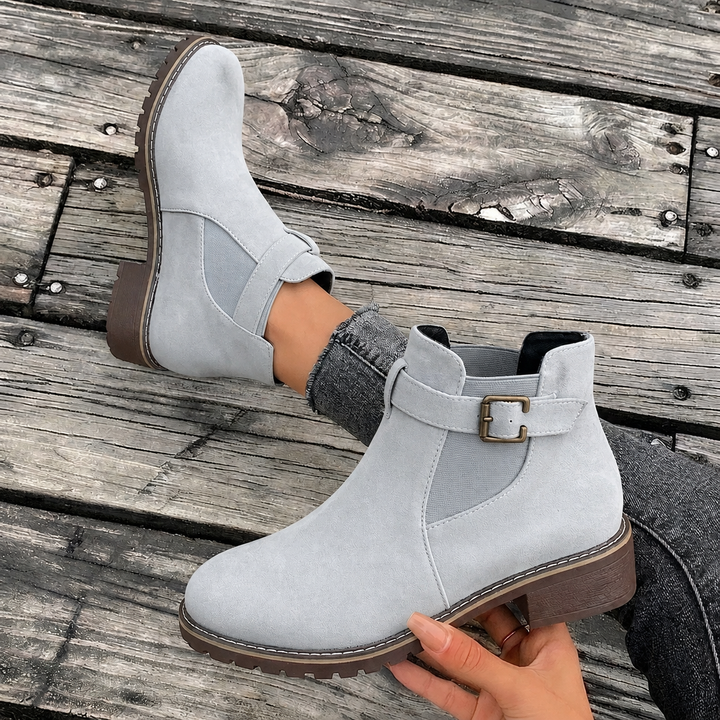 Women's Chelsea Ankle Boots with Buckle Strap | Block Heel
