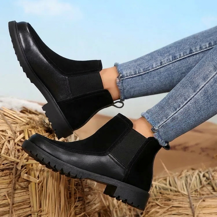 Women's Chelsea Ankle Boots with Stitch Detail & Lug Sole | Work