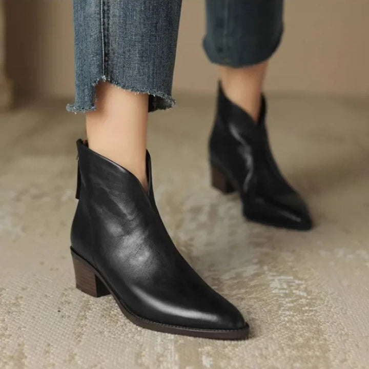 Women's Chelsea Boots with Pointed Toe & Block Heel | Back Zip