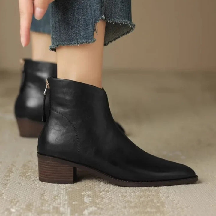 Women's Chelsea Boots with Pointed Toe & Block Heel | Back Zip