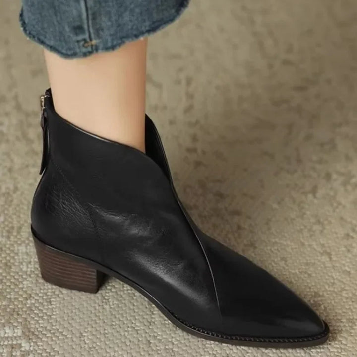 Women's Chelsea Boots with Pointed Toe & Block Heel | Back Zip