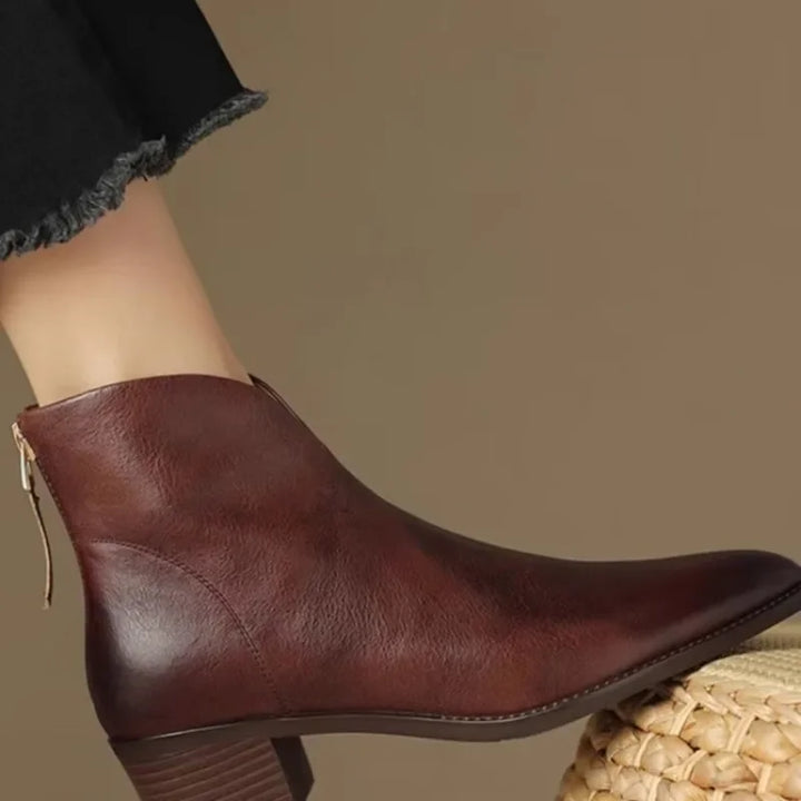 Women's Chelsea Boots with Pointed Toe & Block Heel | Back Zip