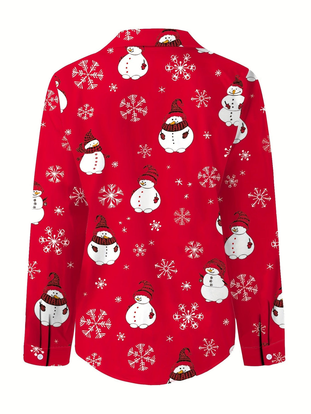 Women's Christmas Button Up Shirt with Festive Print | Collared