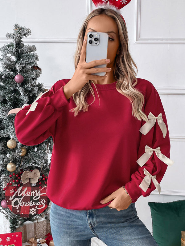 Women's Christmas Jumper with Bow Sleeves | Round Neck