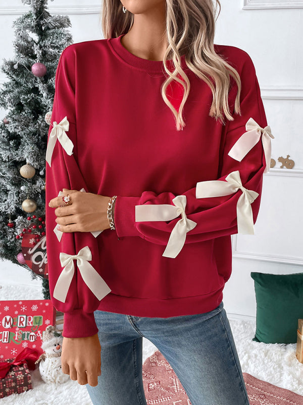 Women's Christmas Jumper with Bow Sleeves | Round Neck