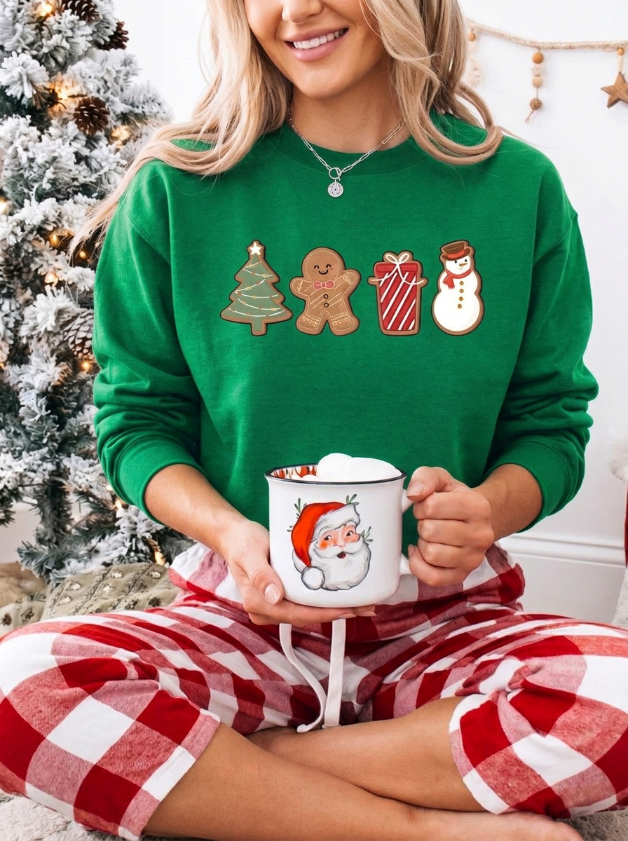 Women's Christmas Jumper with Cookie Graphic | Crew Neck