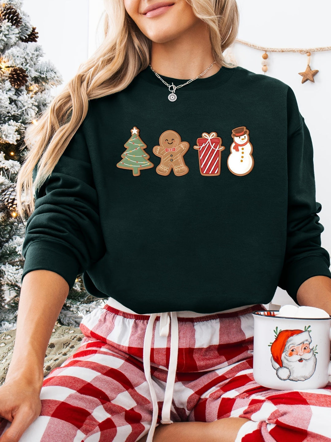 Women's Christmas Jumper with Cookie Graphic | Crew Neck
