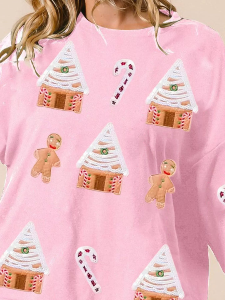 Women's Christmas Jumper with Gingerbread House | Crew Neck