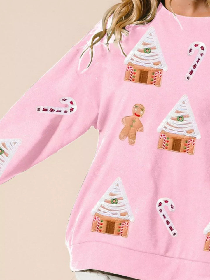 Women's Christmas Jumper with Gingerbread House | Crew Neck