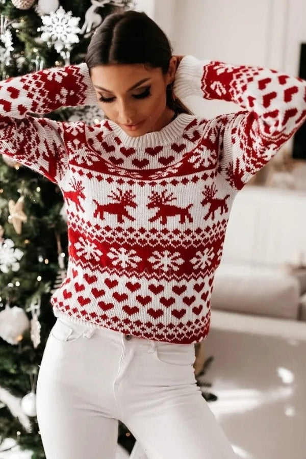Women's Christmas Jumper with Reindeer Pattern | Snowflake
