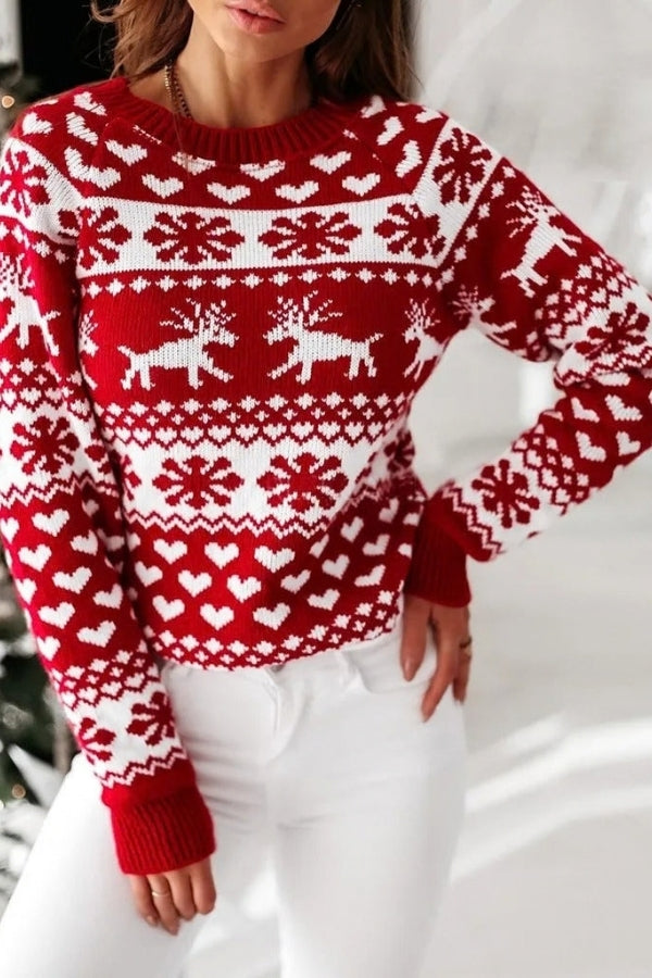 Women's Christmas Jumper with Reindeer Pattern | Snowflake