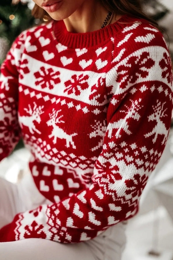 Women's Christmas Jumper with Reindeer Pattern | Snowflake