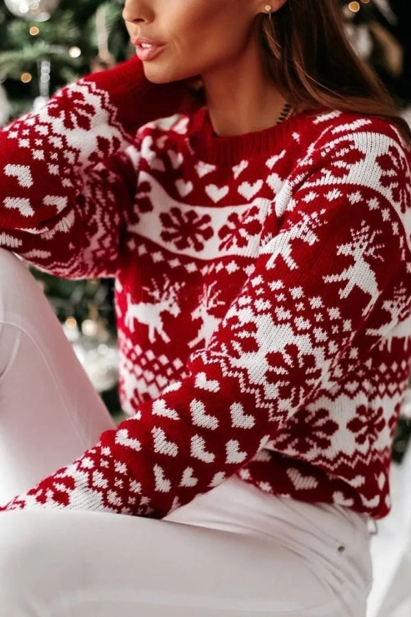 Women's Christmas Jumper with Reindeer Pattern | Snowflake