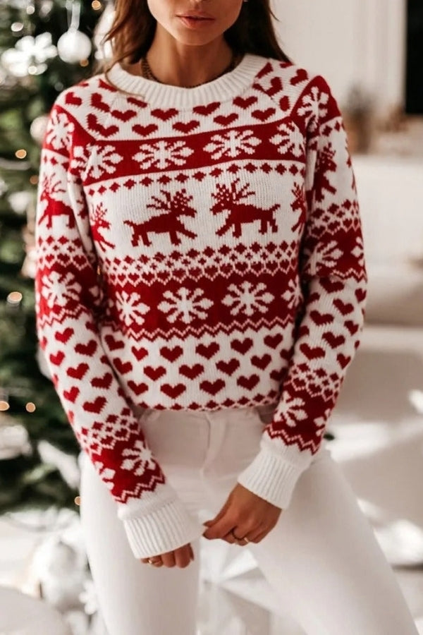 Women's Christmas Jumper with Reindeer Pattern | Snowflake