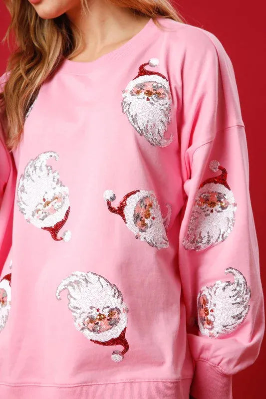Women's Christmas Jumper with Sequin Santa | Drop-Shoulder