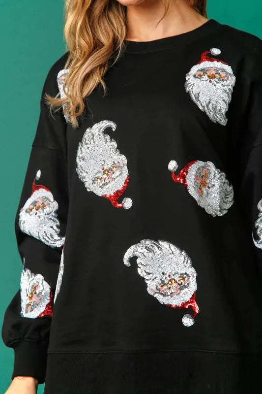 Women's Christmas Jumper with Sequin Santa | Drop-Shoulder