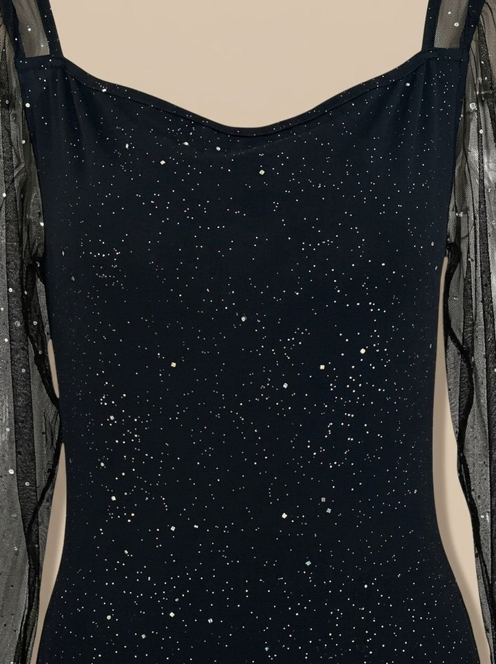 Women’s Christmas Party Dress Glitter Bodycon | Sheer Sleeves