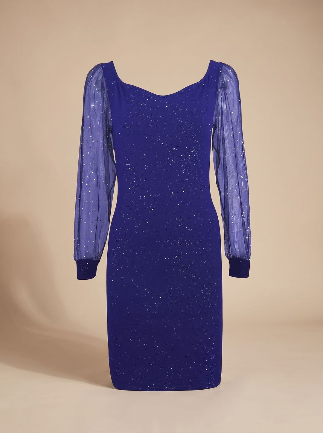 Women’s Christmas Party Dress Glitter Bodycon | Sheer Sleeves