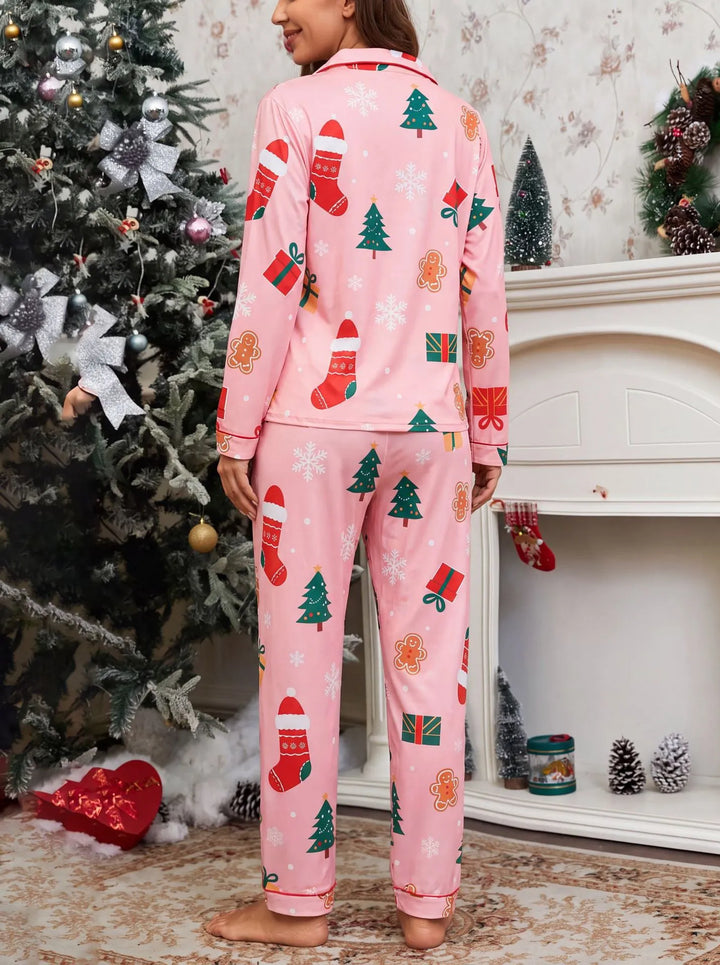 Women’s Christmas Pyjamas Long Sleeve Pants Set | Festive Print