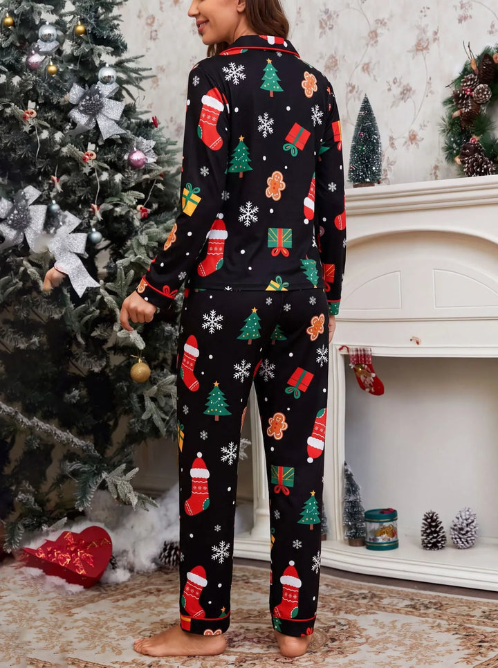 Women’s Christmas Pyjamas Long Sleeve Pants Set | Festive Print