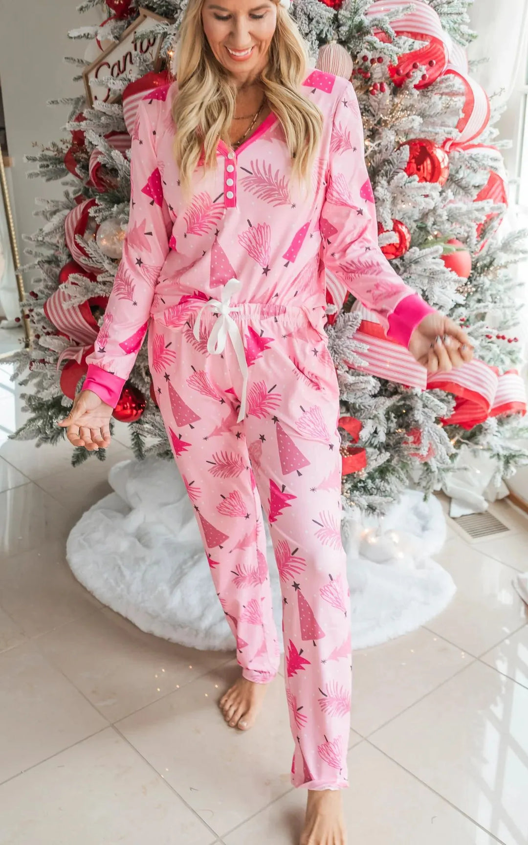 Women’s Christmas Pyjamas Set with Drawstring Pants | Festive