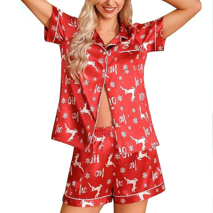 Women’s Christmas Pyjamas Short Sleeve Set | Snowflake Print