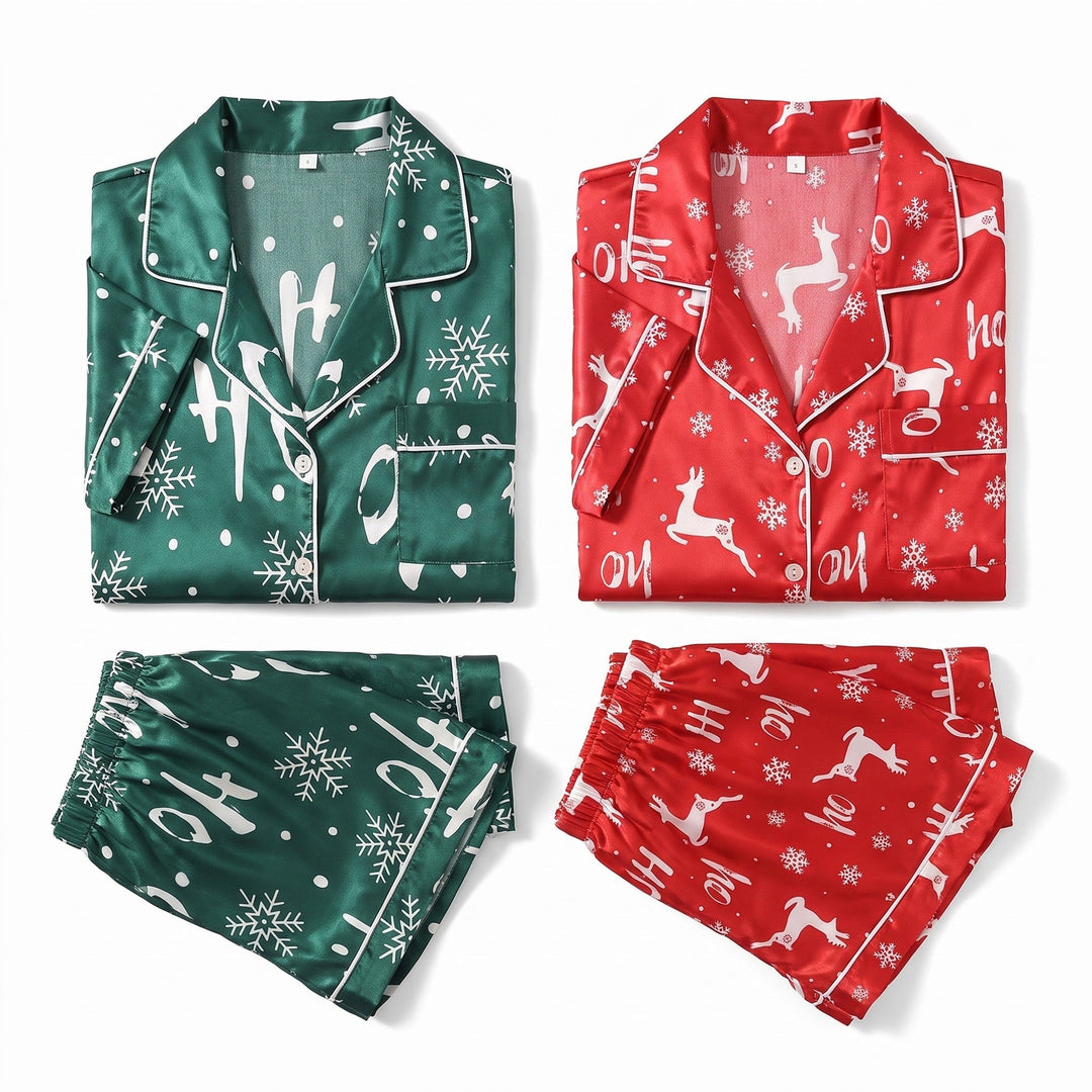 Women’s Christmas Pyjamas Short Sleeve Set | Snowflake Print