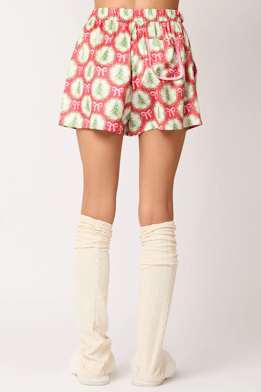Women’s Christmas Pyjamas with Bow Print & Shorts | Long Sleeve