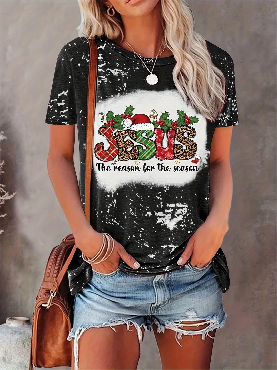 Women’s Christmas Tees Reason for the Season | Bleach Effect