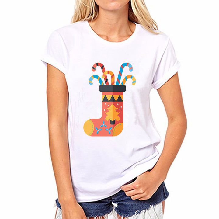 Women’s Christmas Tees with Festive Graphic | White