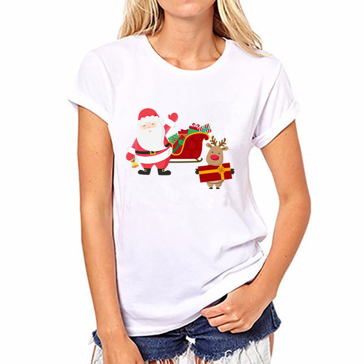 Women’s Christmas Tees with Festive Graphic | White