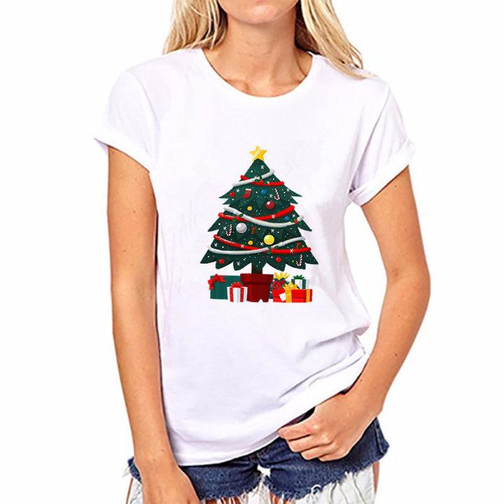 Women’s Christmas Tees with Festive Graphic | White
