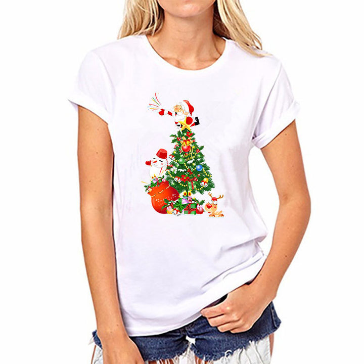 Women’s Christmas Tees with Festive Graphic | White