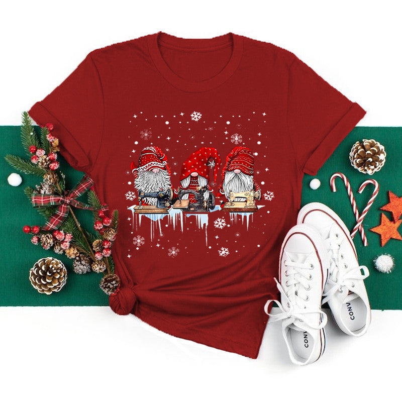 Women’s Christmas Tees with Gnomes Graphic | Short Sleeve