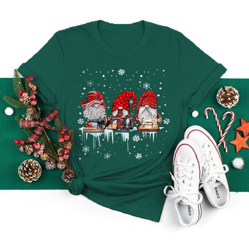 Women’s Christmas Tees with Gnomes Graphic | Short Sleeve
