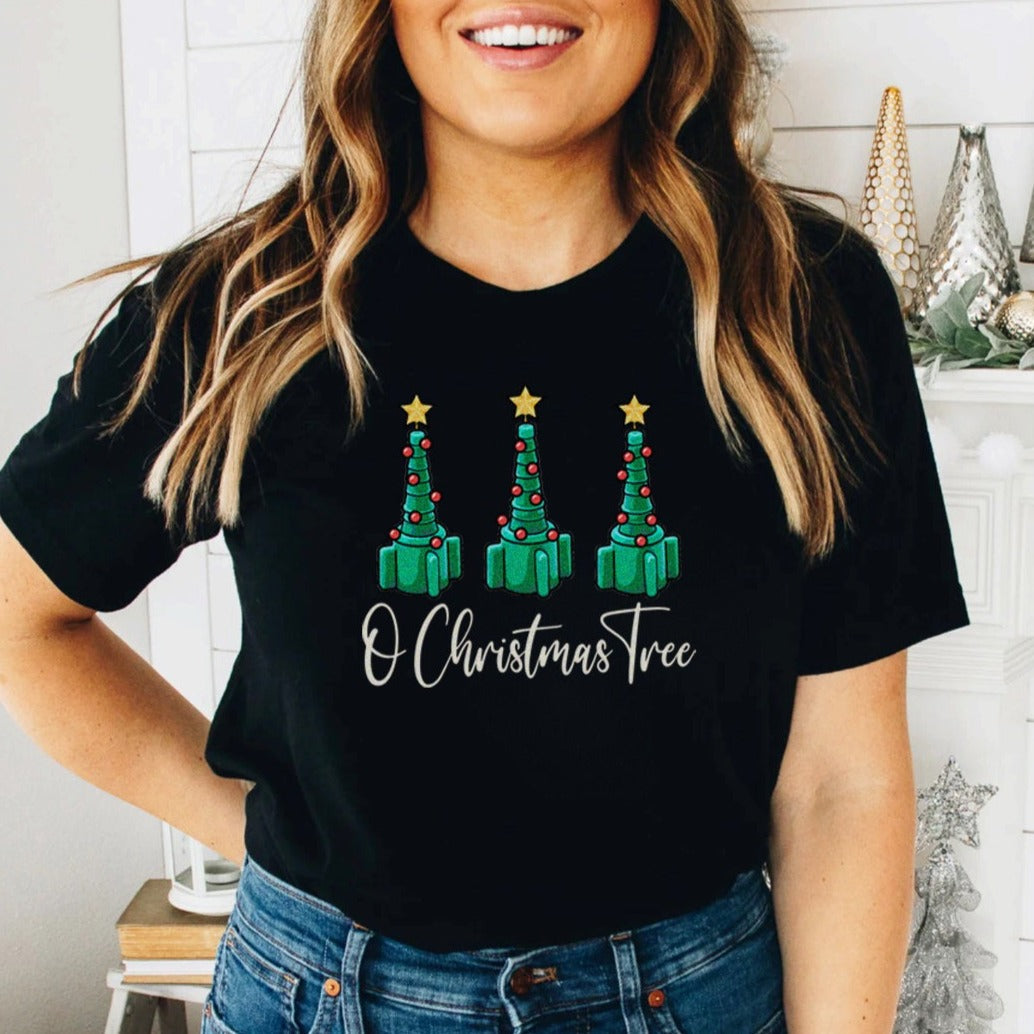 Women’s Christmas Tees with Tree Graphic | Short Sleeve