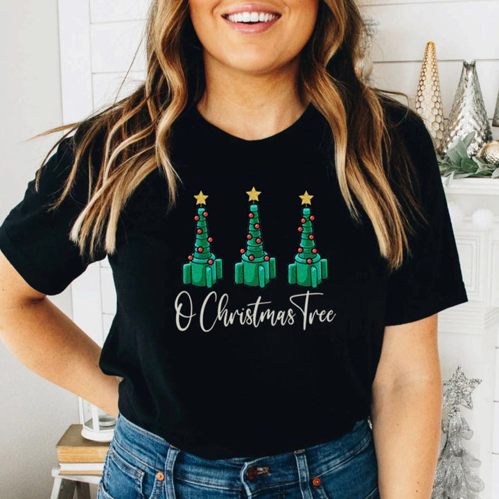 Women’s Christmas Tees with Tree Graphic | Short Sleeve