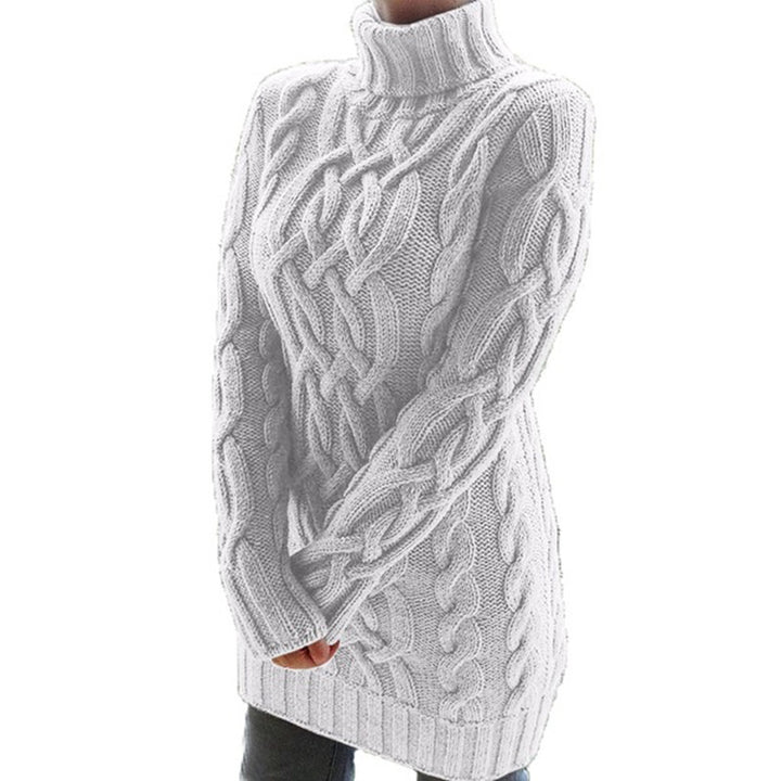 Women's Chunky Cable Knit Dress with Turtleneck | Mini