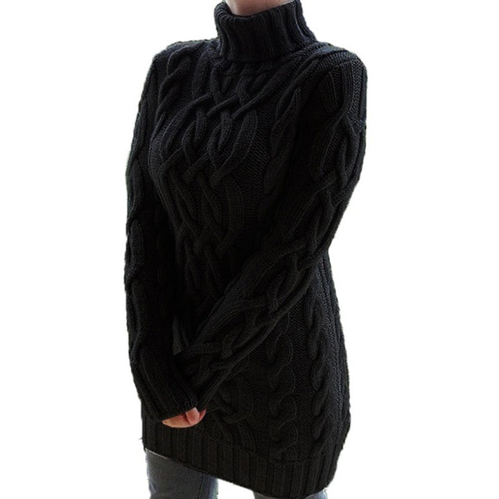 Women's Chunky Cable Knit Dress with Turtleneck | Mini