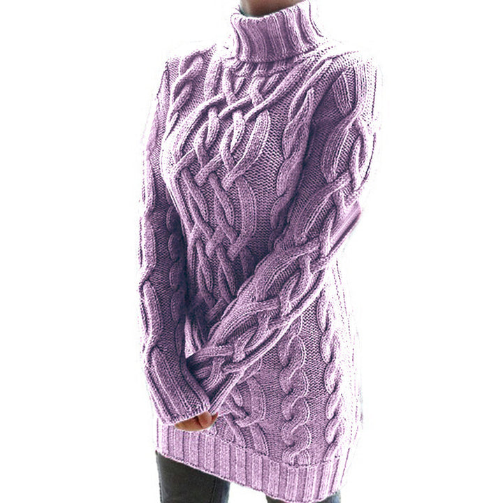 Women's Chunky Cable Knit Dress with Turtleneck | Mini